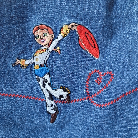 Disney Store Toy Story "Jessie" Embroidered Denim Overall Dress Size 10-12 Girl - Picture 11 of 15